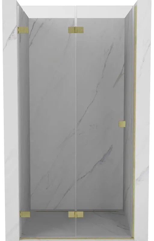 Mexen, Mexen Lunar-F skladacie ľavé sprchové dvere 65 cm, transparentné, brúsené zlaté - 836-065-000-55-00-L