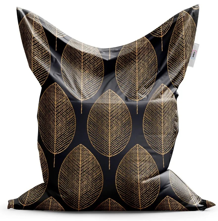 Sedací vak Classic zlaté listy - detský, čierna / zlatá