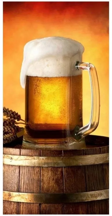 Bavlnená plážová osuška Zlatý mok - Pivo - 100% bavlna, froté - 70 x 140 cm