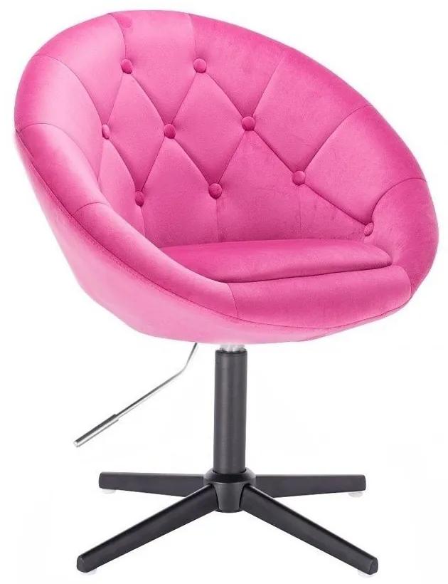 LuxuryForm DESIGN Kreslo VERA VELUR na čiernom kríži - tmavo ružové