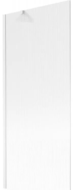 Mexen Next, vaňová zástena 1-krídlová 80 x 150 cm, fixné krídlo, 6 mm sklo s pruhmi, biely profil, 895-080-000-00-09-20