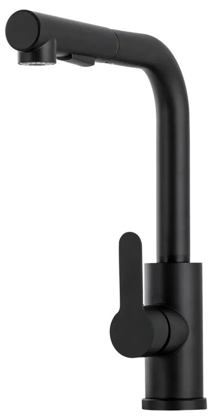 Gamma Side 2, stojanková drezová batéria s výsuvným výtokom h-300, čierna matná, GMA-BSE2-BK