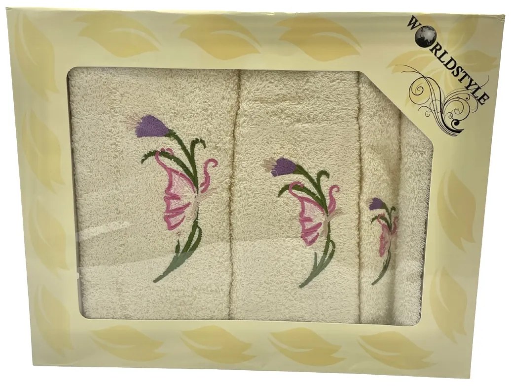 Darčekové balenie 3 kusov osušky 70x140cm a uterákov 50x100cm, 30x50cm Krémové TiaHome