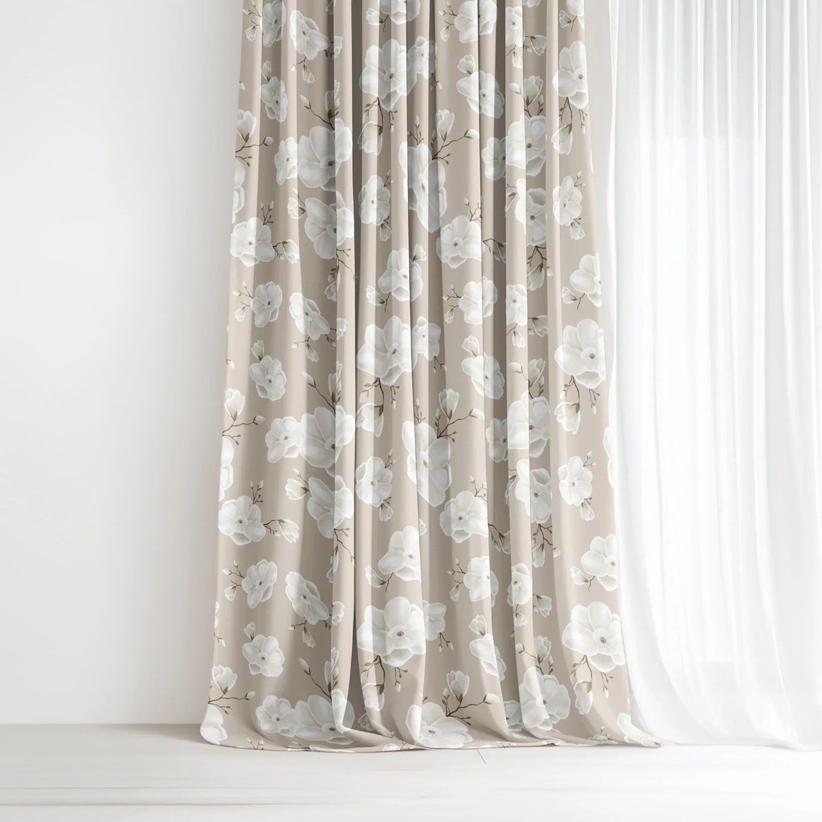 Goldea dekoračný záves - biele kvety 180x150 cm