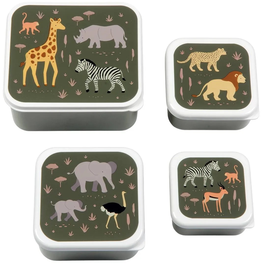 A Little Lovely Company - súprava štyroch desiatových škatuliek - zvieratá zo savany