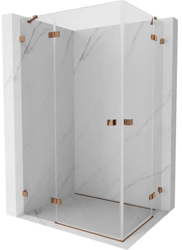 Mexen Lunar Duo, výklopný sprchový kút 115 x 95 cm, 8mm číre sklo, profil ružové zlato, 834-115L-095P-60-00