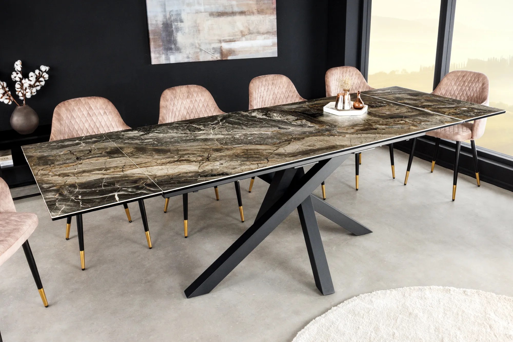 Jedálenský stôl Elegancia Keramika taupe 180-220-260 cm Mramor
