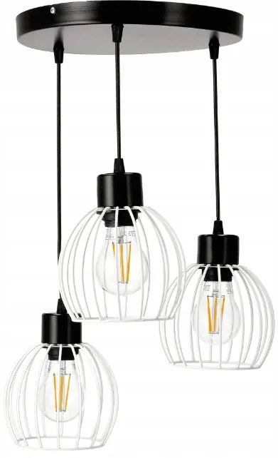 BERGE Okrúhle závesné svietidlo - 3xE27 - DRUCIAN WHITE sféra