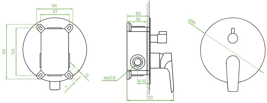 Laveo Alea, podomietková sprchová batéria s prepínačom, chróm-biela, LAV-BLE_60PD