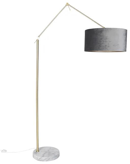 Moderná stojaca lampa zlatý zamatový tienidlo sivý 50 cm - Editor