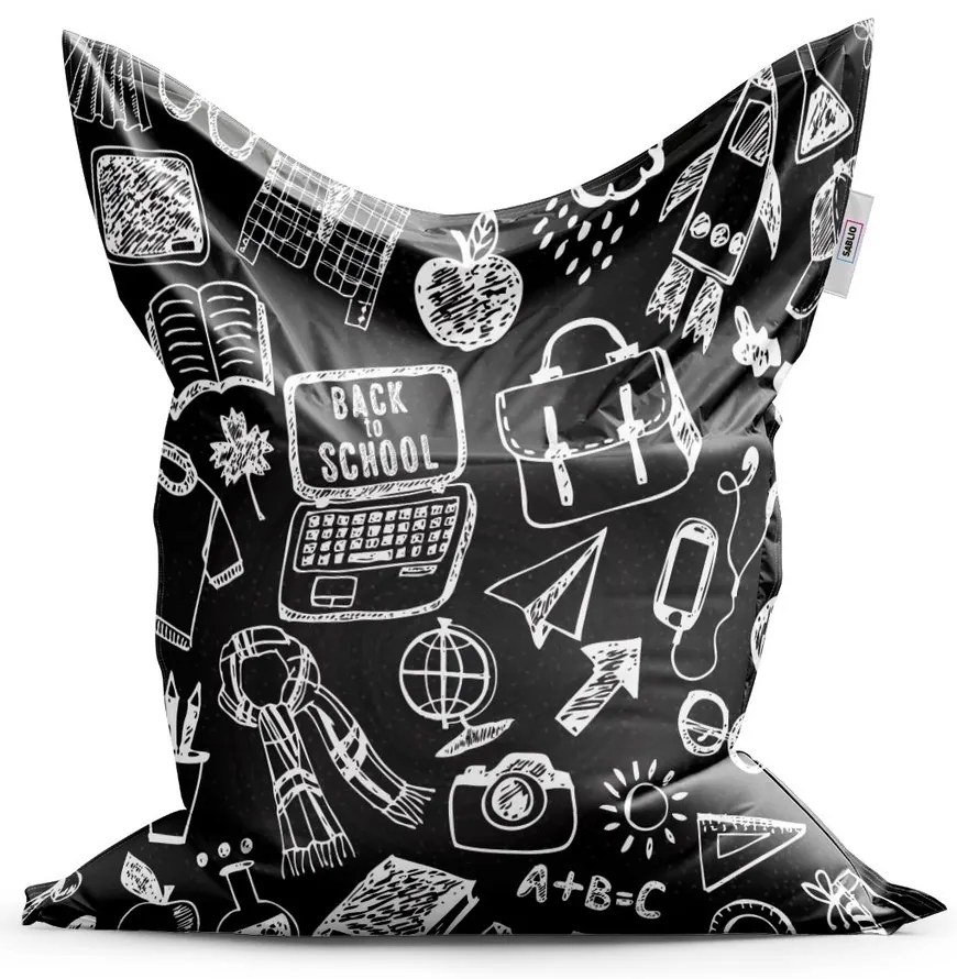 Sedací vak Classic čiernobiela škola - detský, čierna