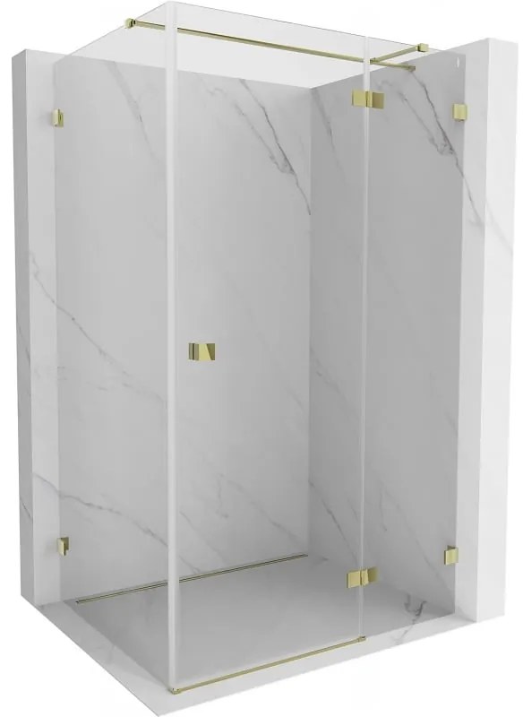 Mexen Lunar T, výklopný sprchový kút pravý 115 x 100 cm, 8mm číre sklo, zlatý profil, 834T-115-100-50-00-P