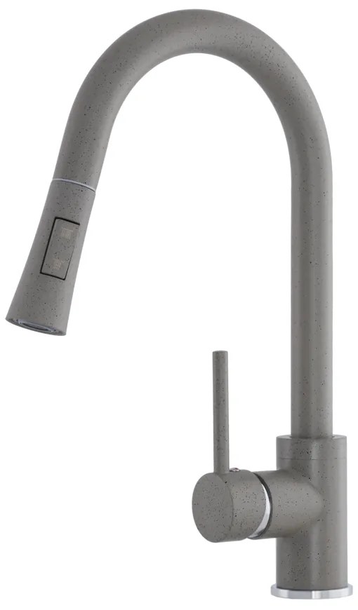 Gamma Taru N, vysoká drezová batéria s výsuvným 2-funkčným výtokom, šedá škvrnitá, GMA-BTN-G