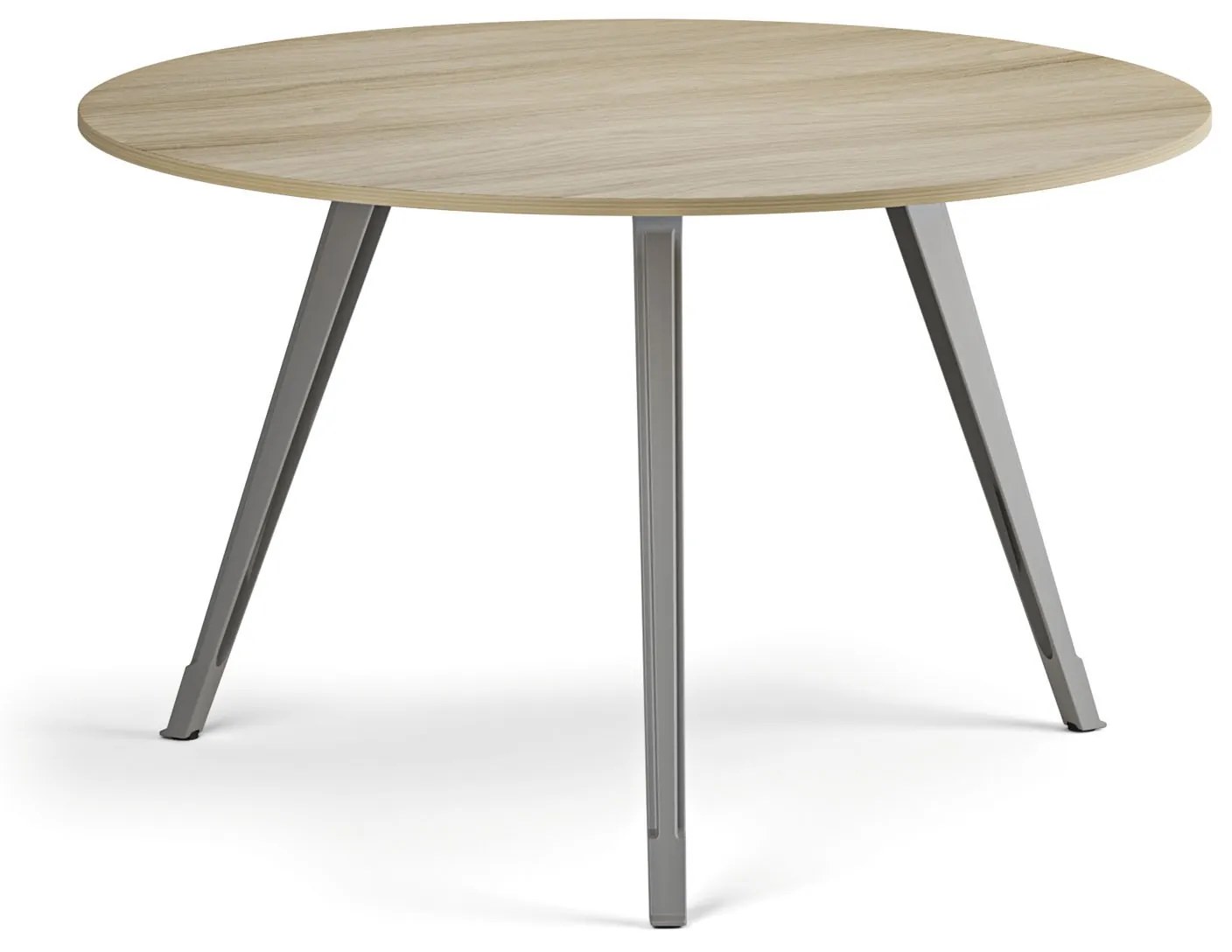 Konferenčný stôl PRIMO ZEN, priemer 120 cm, sivostrieborná podnož, dub prírodný