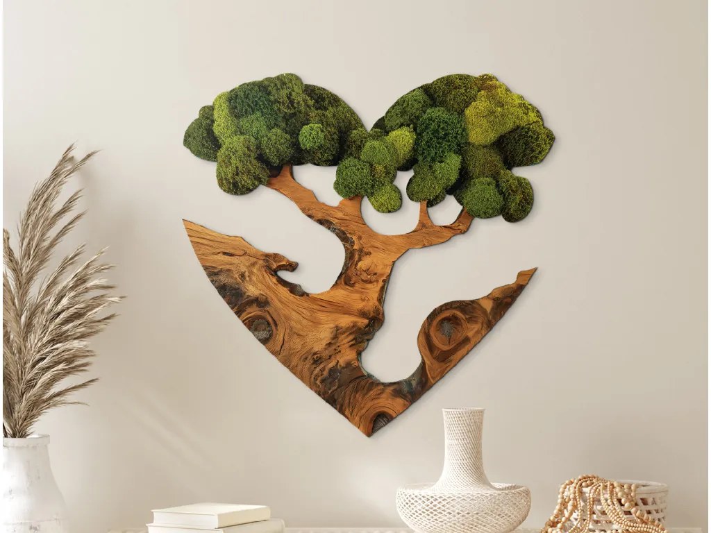 drevko | Machový Strom života Srdce (UV tlač) 46 x 45 cm