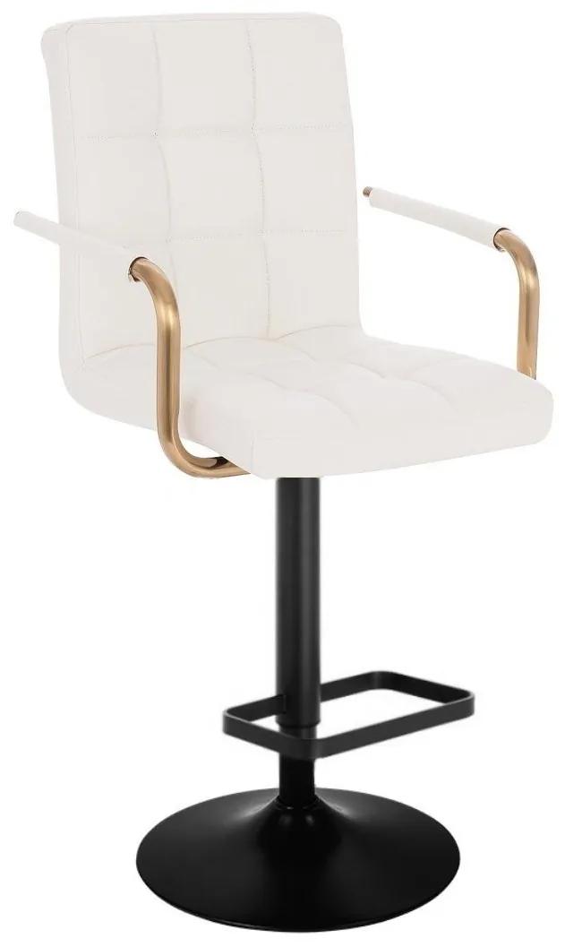 LuxuryForm DESIGN Barová stolička VERONA GOLD na čiernom tanieri - biela