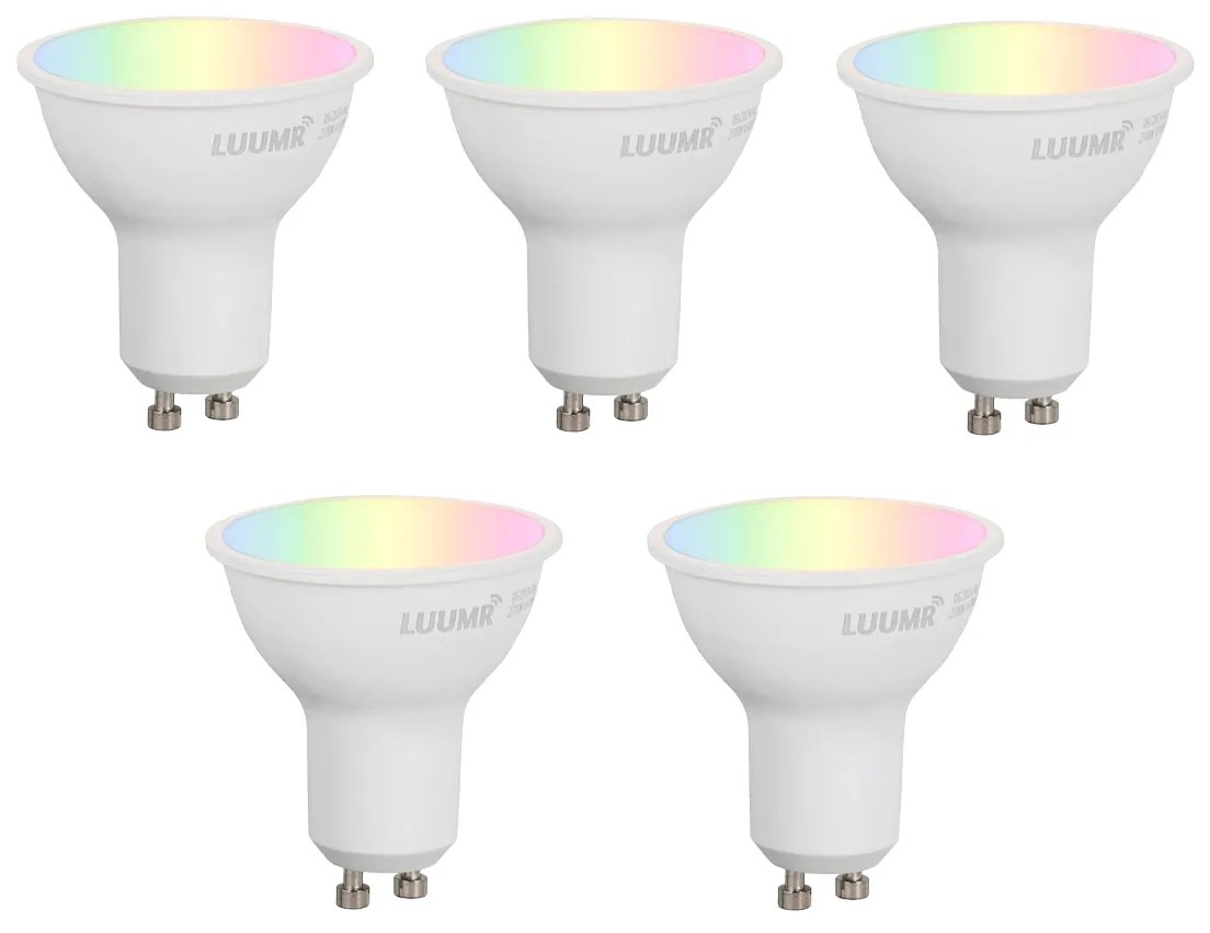 Sada 5 inteligentných stmievateľných LED žiaroviek GU10 50mm Opálové 4,7W 400 lm 2700-6500K