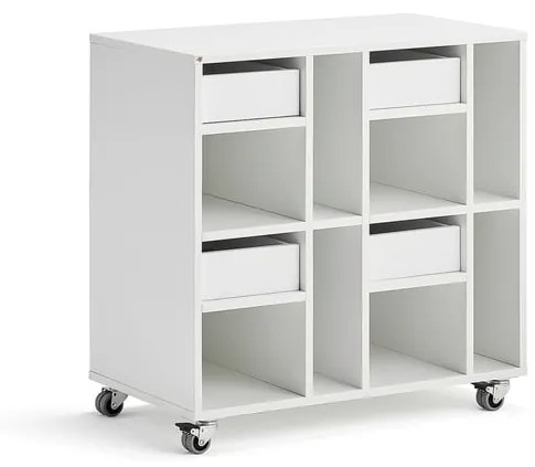 Študentská úložná skrinka CASPER, 4 zásuvky, 8 priehradiek, biela