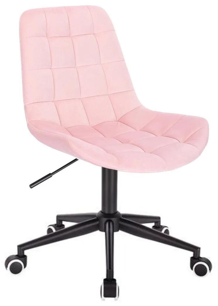 LuxuryForm DESIGN Stolička PARIS VELUR na čiernej podstave s kolieskami - svetlo ružová