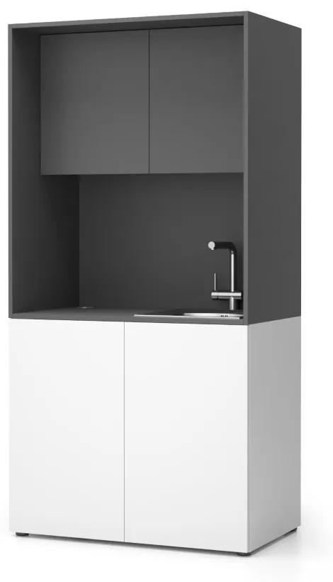 PLAN Kuchynka NIKA s drezom a batériou 1000 x 600 x 2000 mm, grafitová, pravá