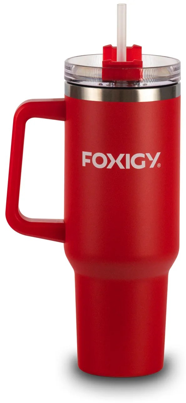 Foxigy Termohrnček do auta so slamkou 1200 ml Cherry