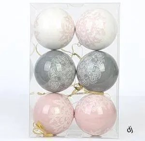 DECOLED Sada ozdôb, 6 ks, priemer 8 cm, 3 farby, snehové vločky