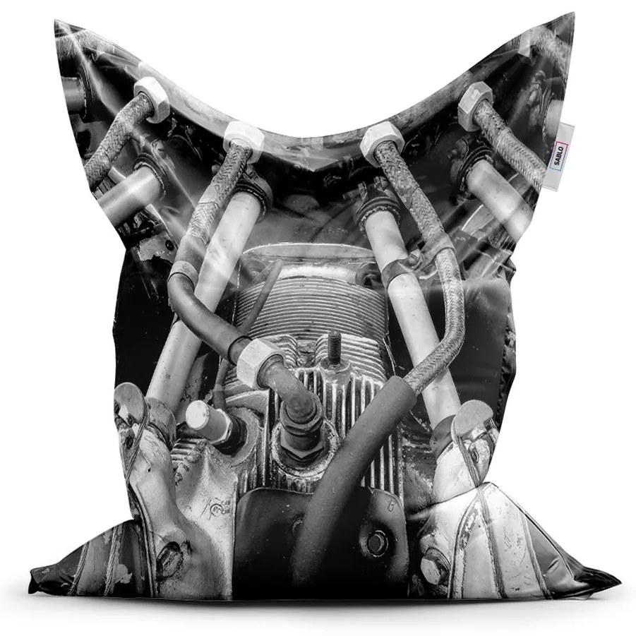 Sedací vak Classic motor - detský, sivá / čierna