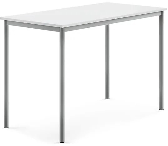 Stôl SONITUS, 1400x700x900 mm, HPL - biela, strieborná
