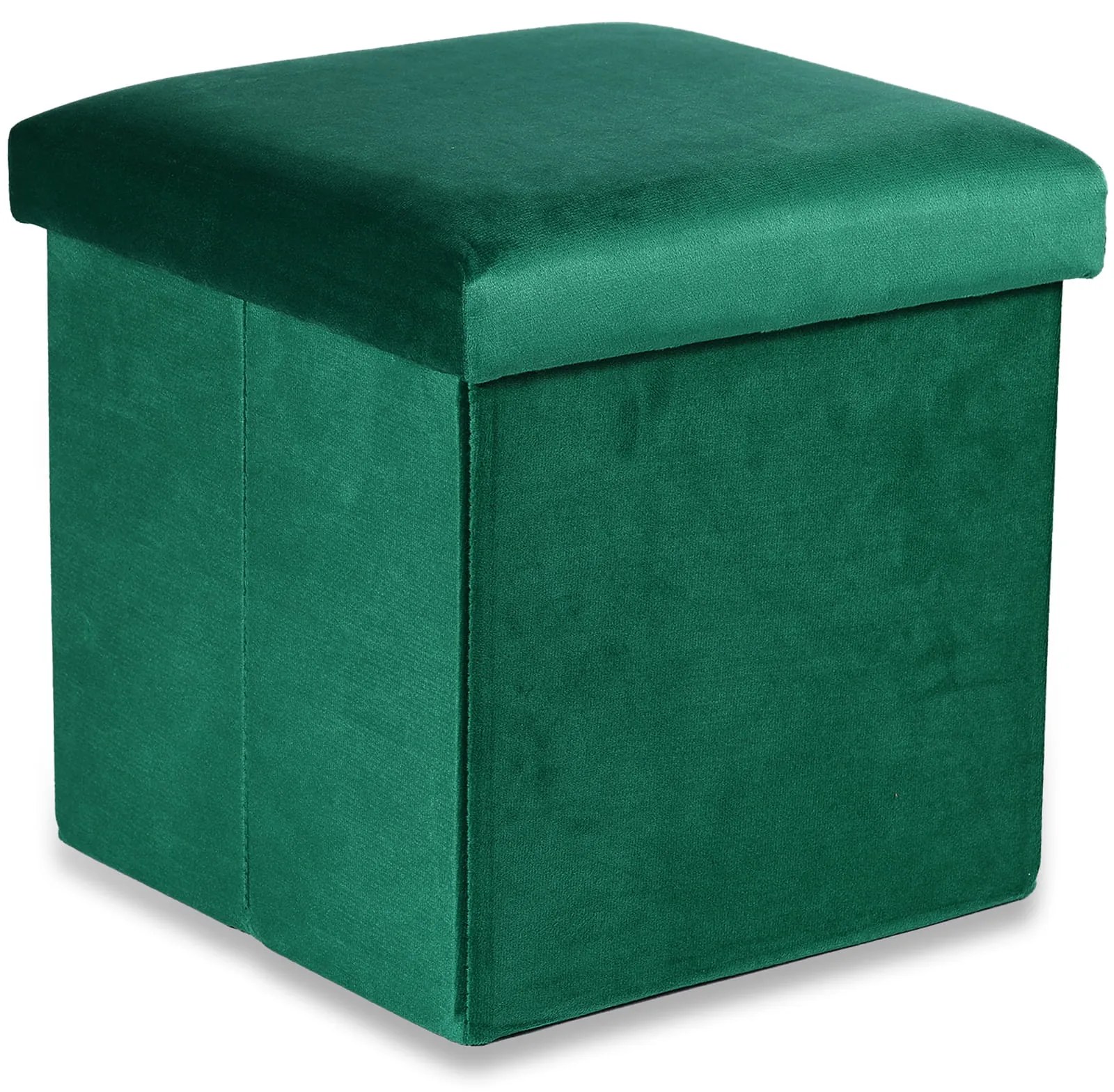 Zelený skladací taburet CUBEXO VELVET M