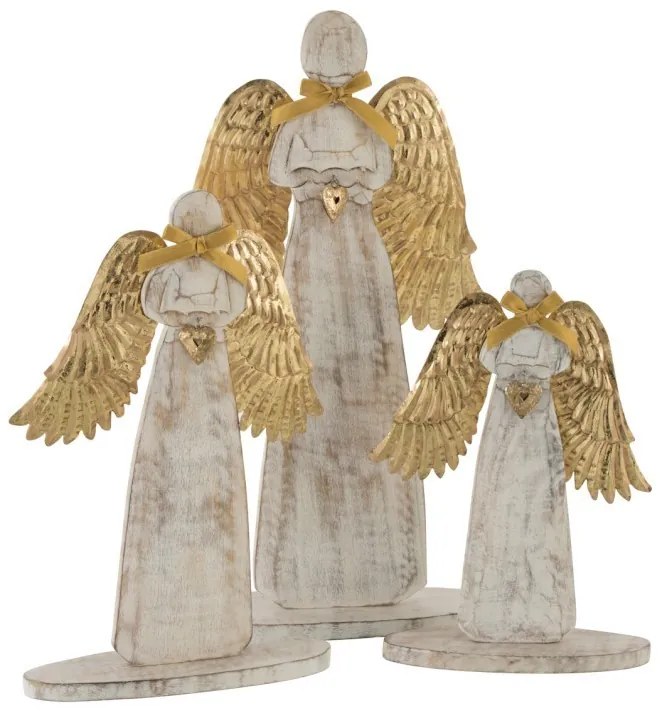 Drevený anjel zo zlatými kriedly - 18*31*2cm