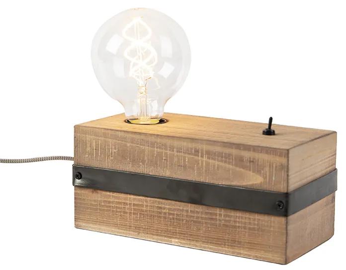 Priemyselná stolná lampa drevo - Reena
