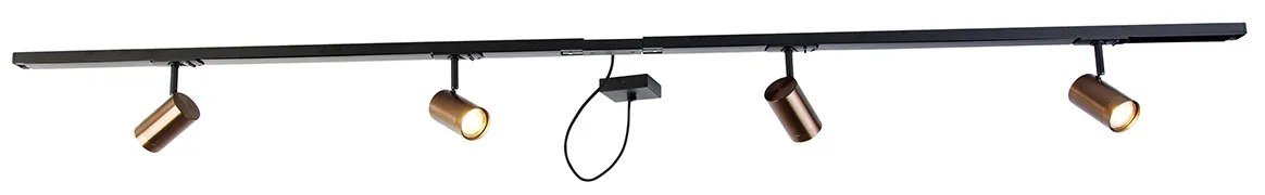 1-fázový koľajnicový systém tmavá bronz s 4 reflektormi a štvorcovým napájaním - Jeana