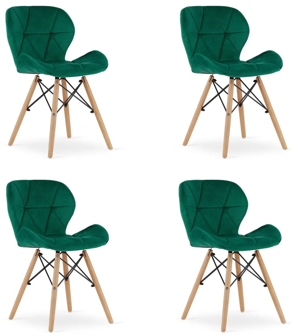 Set 4 zamatových kresiel LAGO - zelené