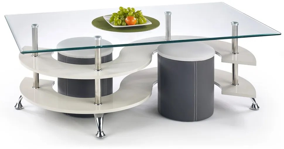 Konferenčný stolík Nina V, číra / sivá