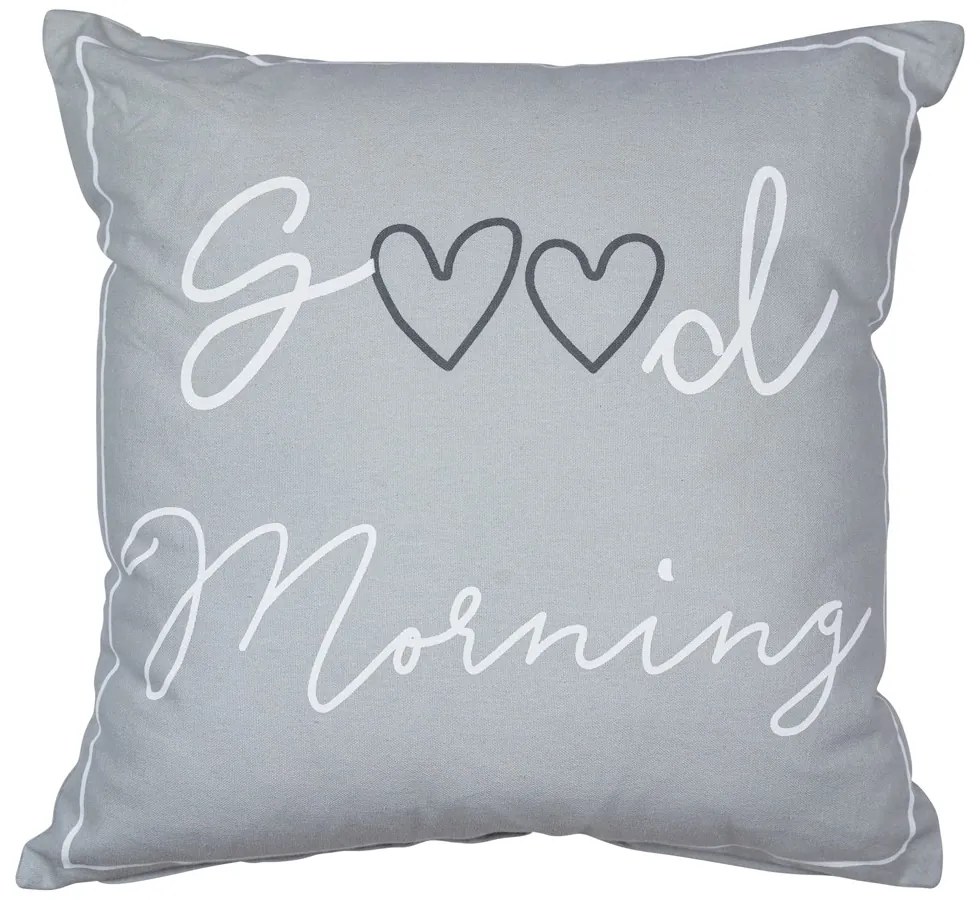 Šedý štvorcový bavlnený vankúš Good morning - 45 * 12 * 45cm