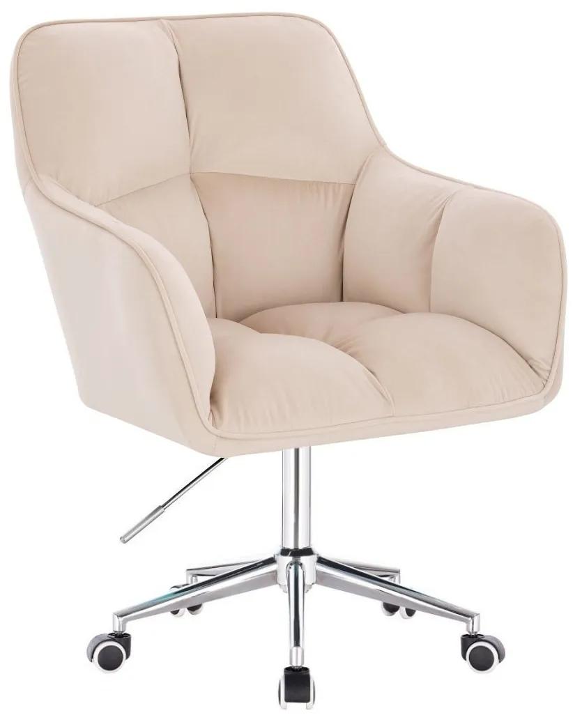 LuxuryForm DESIGN Kreslo AMALFI VELUR na striebornej podstave s kolieskami - krémové