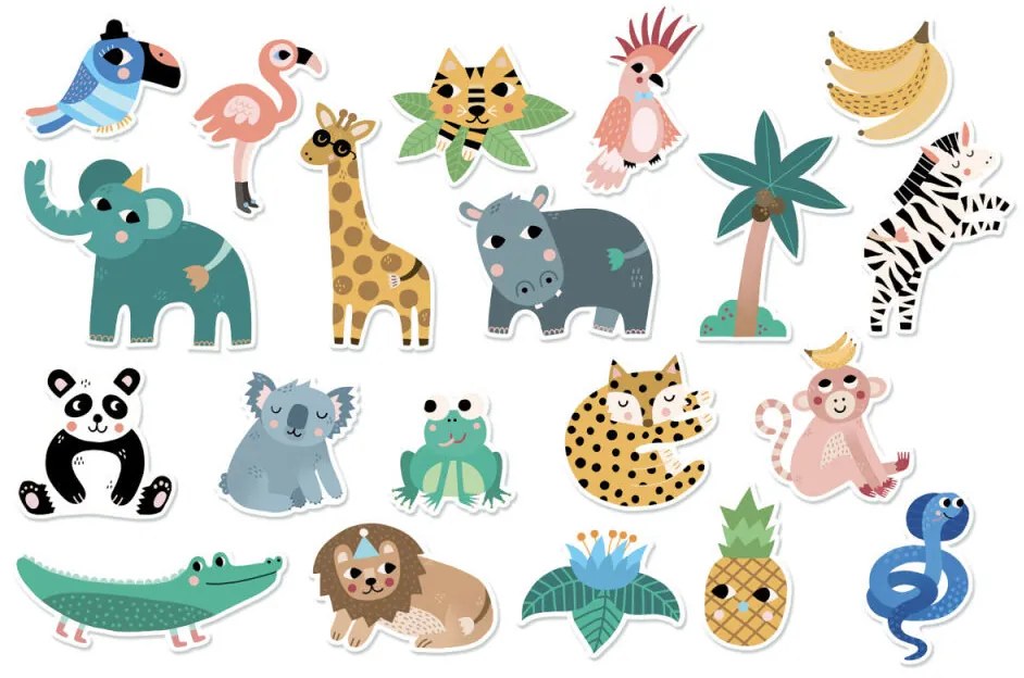 Drevené magnetky - Džungľa - 20 ks