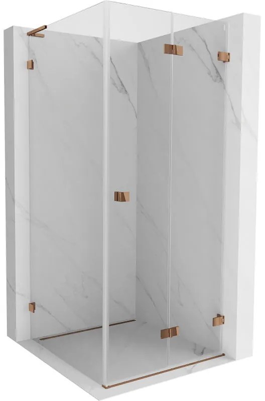 Mexen Lunar-F L, sprchový kút pravý 70 x 70 cm, 8mm číre sklo, profil ružové zlato, 836L-070-070-60-00-P