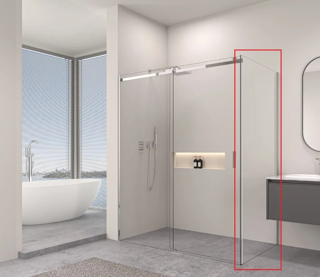 Erga Lynn, pevná stena pre sprchový kút 110x195 cm, 8mm číre sklo, chrómový profil, ERG-V02-LYNN-G110-CL-CR