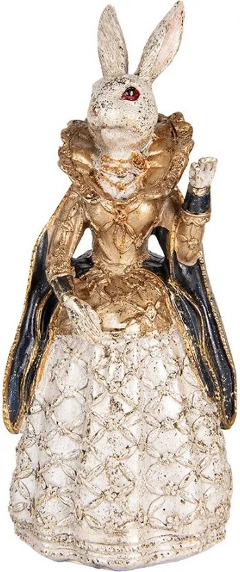 Dekorácia králik zámocká pani so zlatým ligotom - 11*10*24 cm
