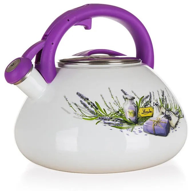 Smaltovaná pískacia kanvica LAVENDER 3 l