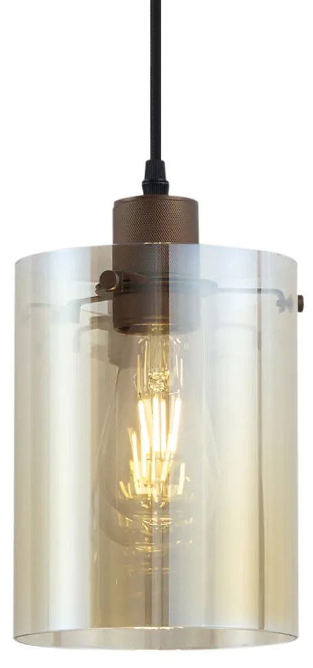 Moderný reflektor tmavý bronz s jantárovým sklom pre koľajnicový systém 1-fázový - Iconic Dome