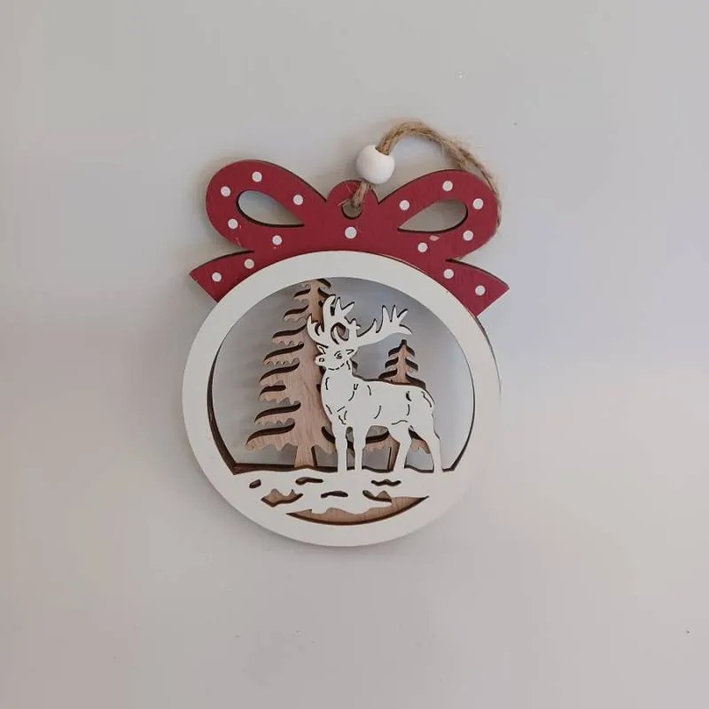 DECOLED Ozdoba s jelenem, 10 x 12,5 cm, dřevěná