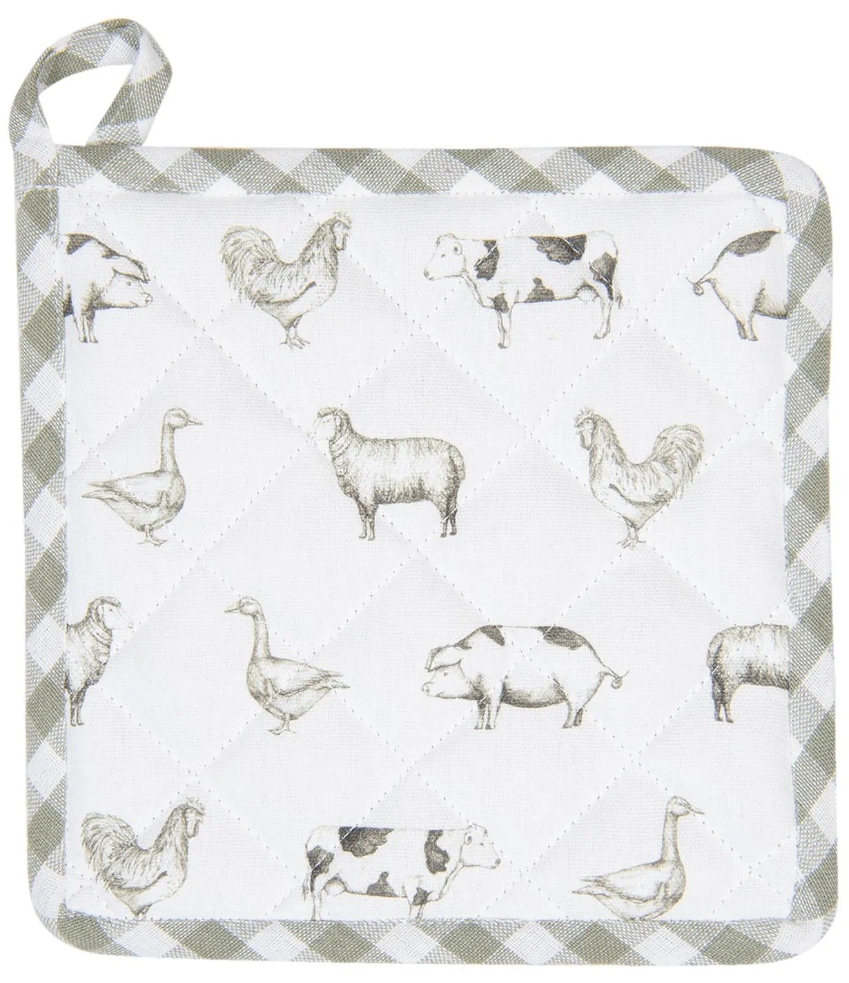 Bavlnená podložka pod hrniec Country Life Animals bielo-zelená - 20 * 20 cm