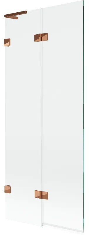 Mexen Lunar L, 2-krídlová vaňová zástena ľavá 80 x 150 cm, číre sklo, ružové zlato, 897L-080-100-60-00-L