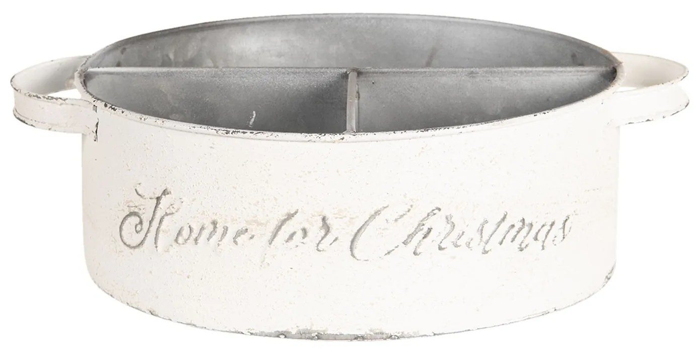 Biely plechový zásobník s boxami - 36 * 28 * 10 cm