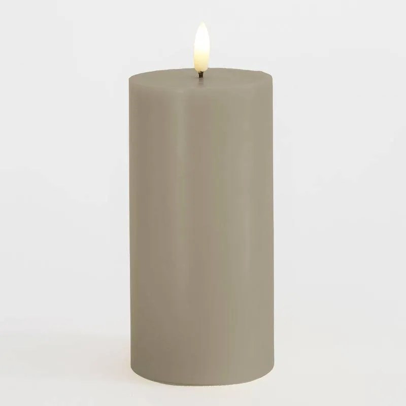 SIRIUS LED vosková sviečka Sille, svetlosivá, 7,5 x 15 cm