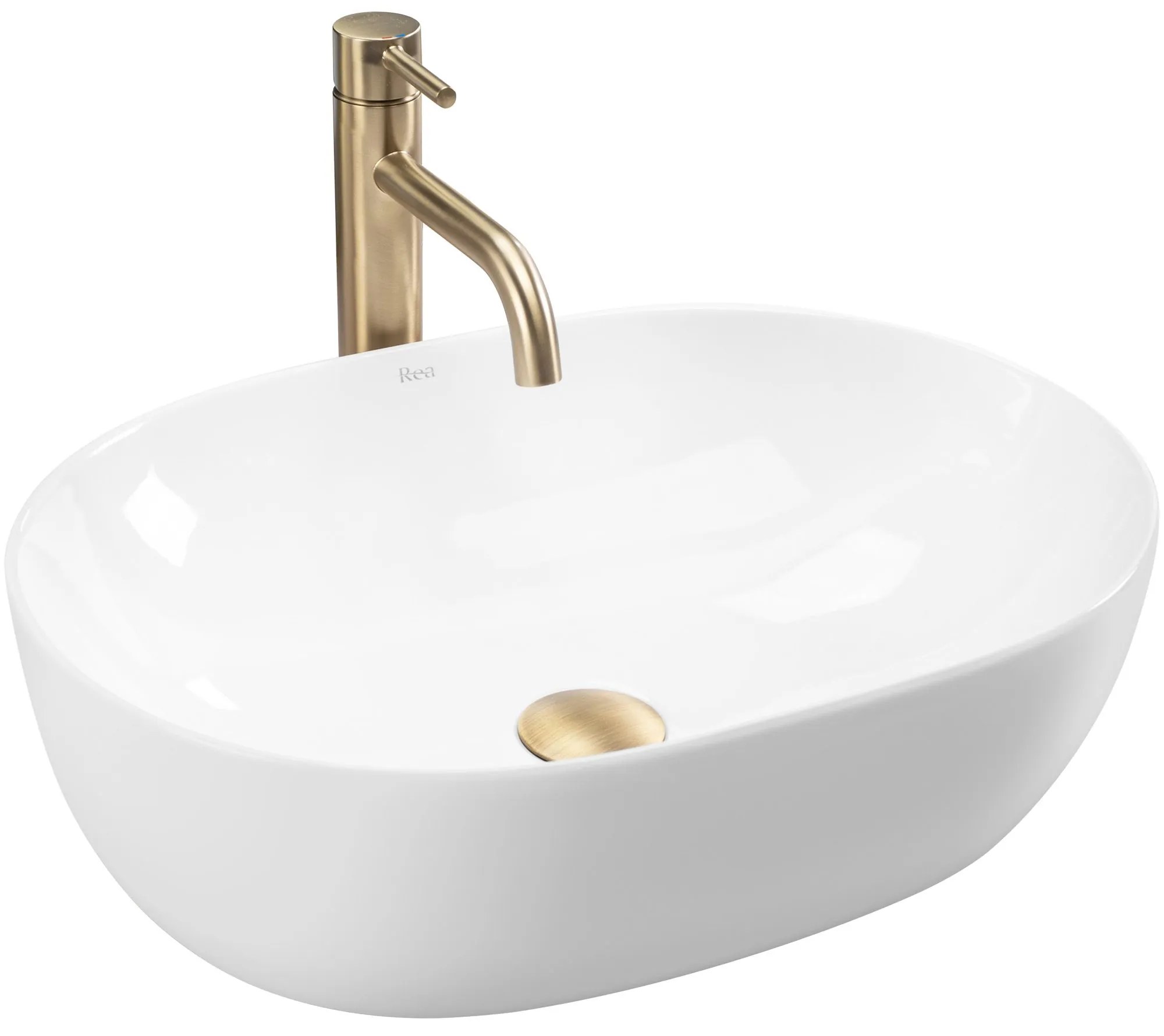 Rea Lisa, umývadlo na dosku 490x385x140 mm, biela lesklá, REA-U6022