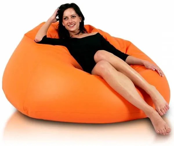 INTERMEDIC SK - Sedací vak MAXI 140x70 cm | extra veľký vak na sedenie a ležanie, 570 l Farba: E04 - Oranžová pomaranč (ekokoža)