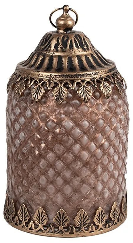 Hnedá sklenená svietiaca LED lampáš Balli - Ø 10*16 cm